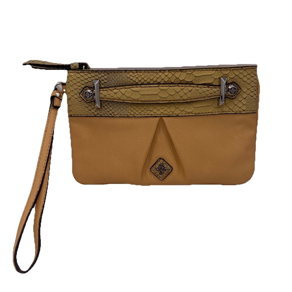 Simply Vera Vera Wang Beige Pebbled Wristlet Clutch Purse - 8” x 5.5”